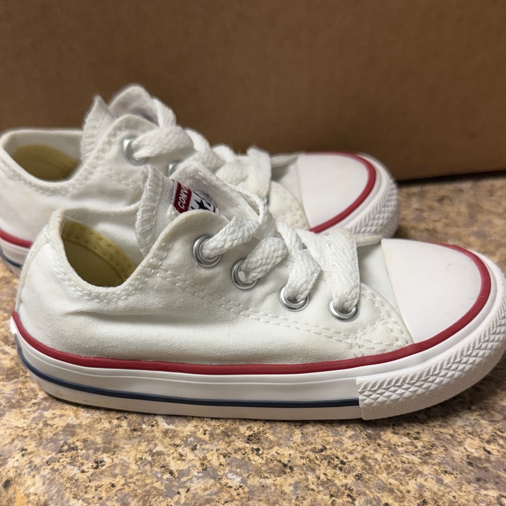 Converse Kids White and Red Sneakers